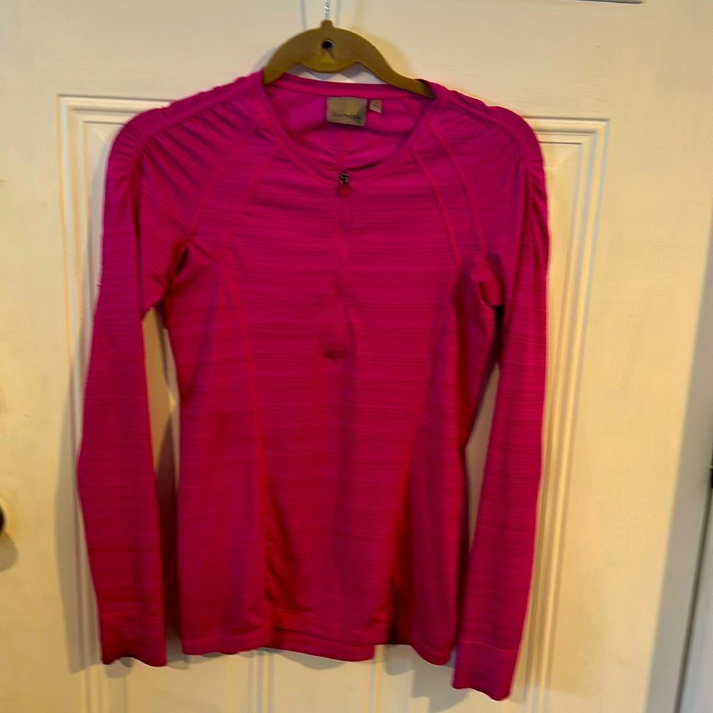 ATHLETA ATHLETIC HALF ZIP PULLOVER, size XS..color is fuschia.